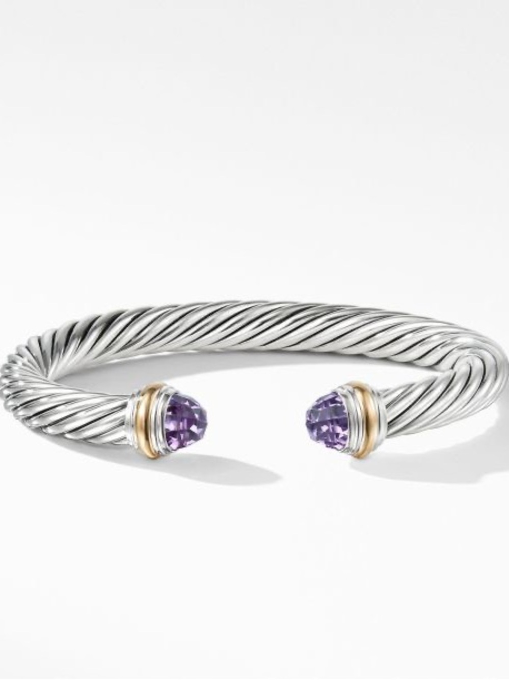 David Yurman Cable Classic Collection Bracelet w/ Amethyst & 14K Yellow Gold 7mm